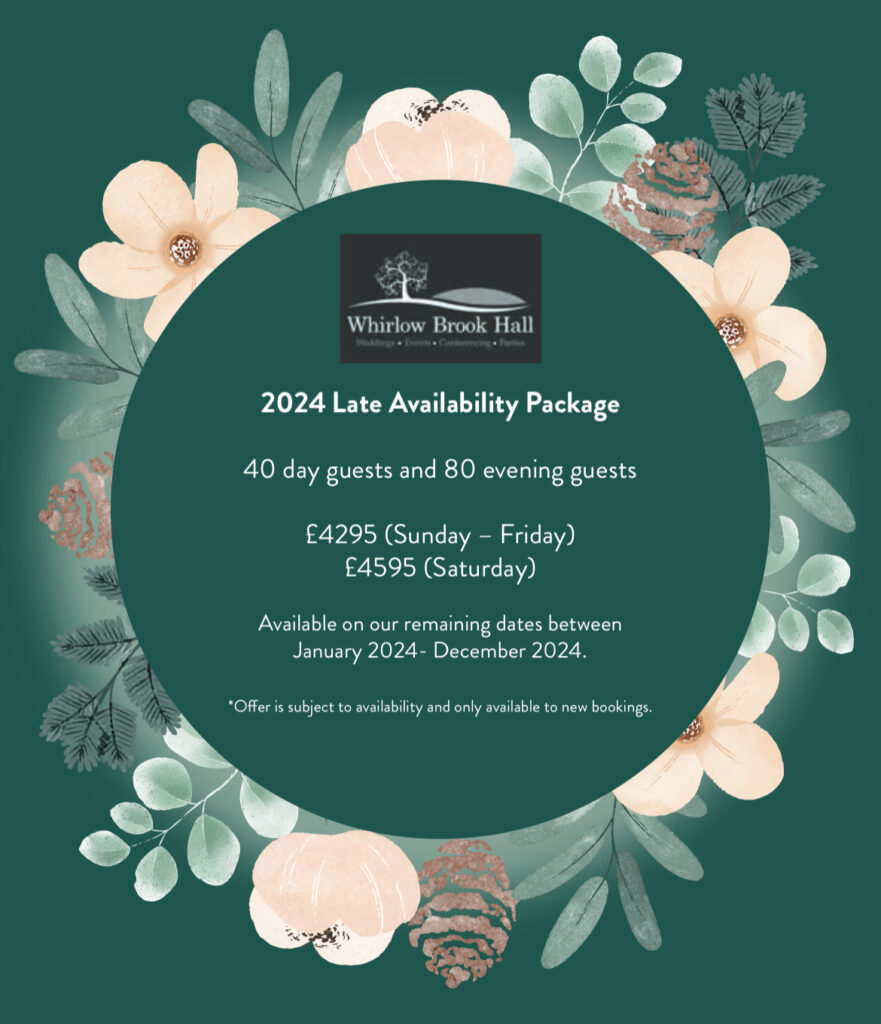 Whirlow Brook Hall Sheffield Late Availability Wedding Package 2024