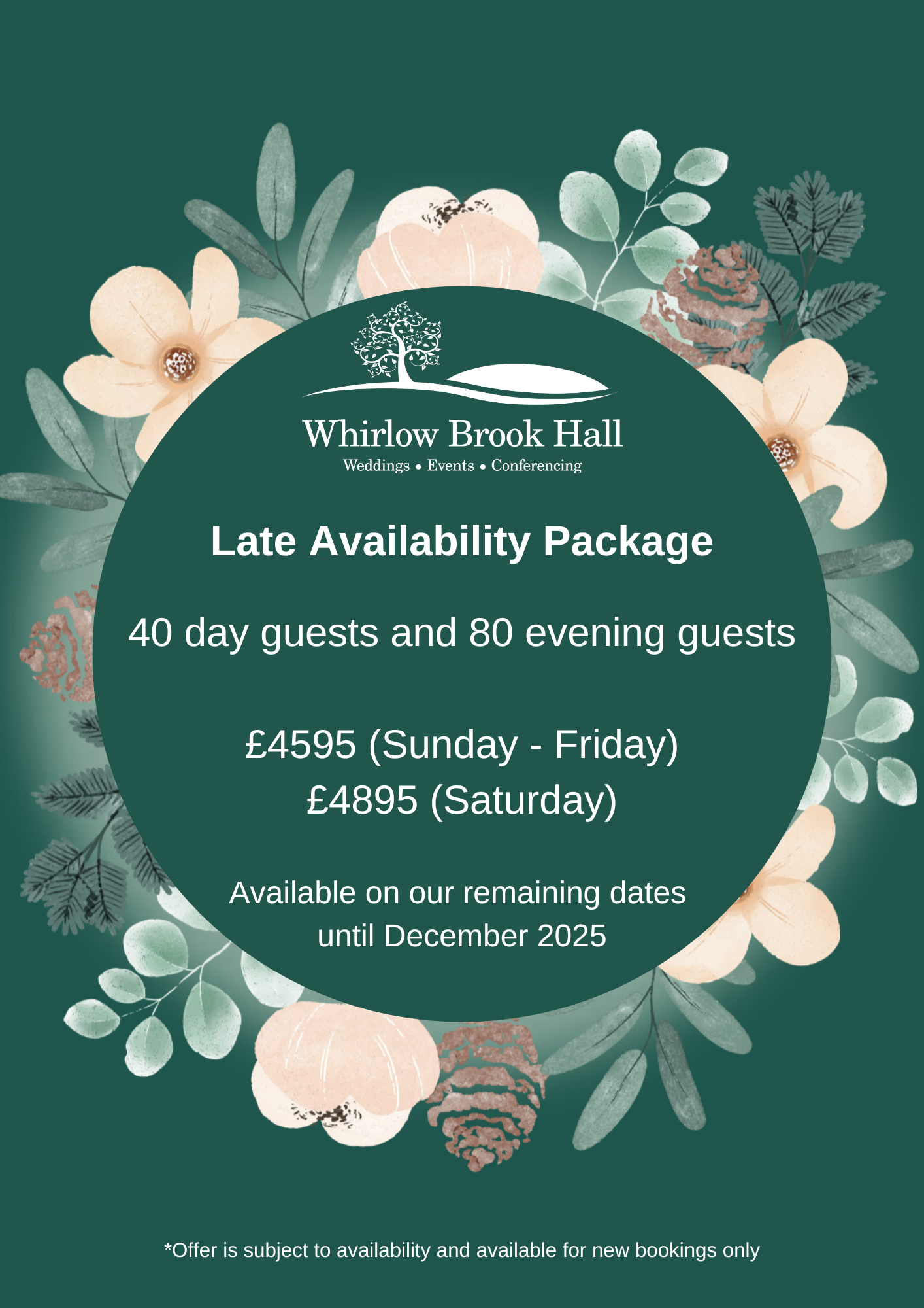 Late availability weddings at Whirlow Brook Hall Sheffield